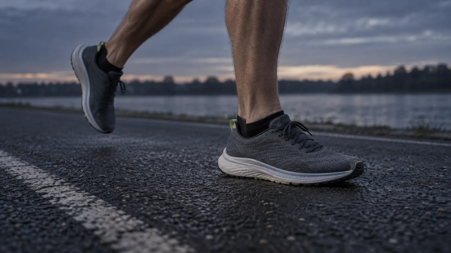 Unbranded running shoes and legs in stride